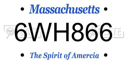6WH866 Massachusetts License Plate