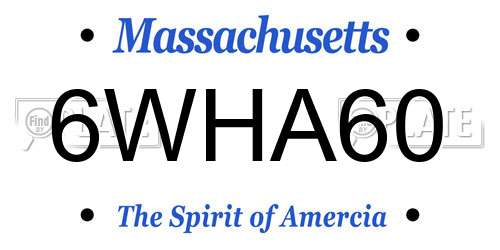 6WHA60 Massachusetts License Plate
