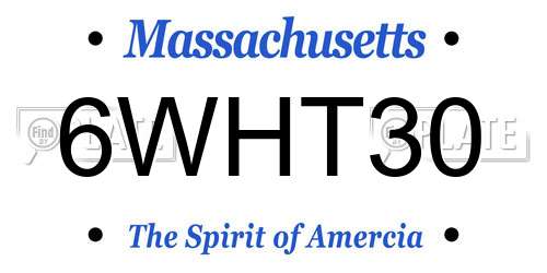 6WHT30 Massachusetts License Plate
