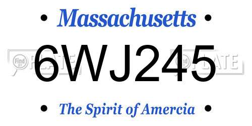 6WJ245 Massachusetts License Plate