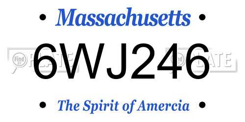 6WJ246 Massachusetts License Plate