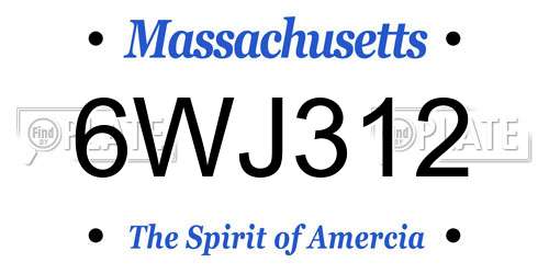 6WJ312 Massachusetts License Plate