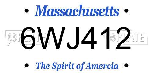 6WJ412 Massachusetts License Plate