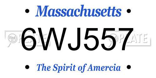 6WJ557 Massachusetts License Plate
