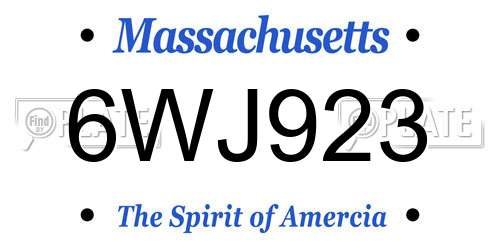 6WJ923 Massachusetts License Plate