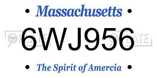 6WJ956 Massachusetts License Plate