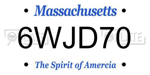 6WJD70 Massachusetts License Plate