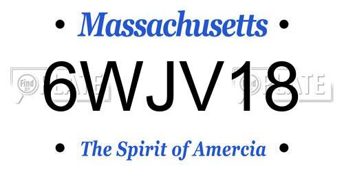6WJV18 Massachusetts License Plate