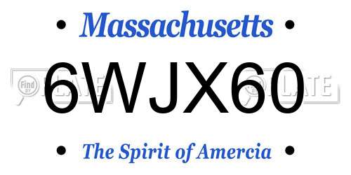6WJX60 Massachusetts License Plate