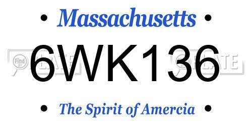 6WK136 Massachusetts License Plate