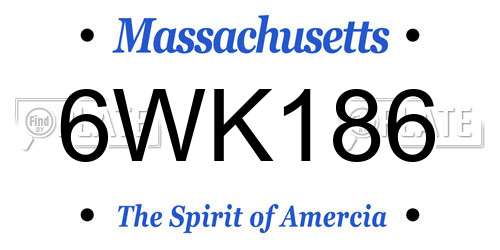 6WK186 Massachusetts License Plate