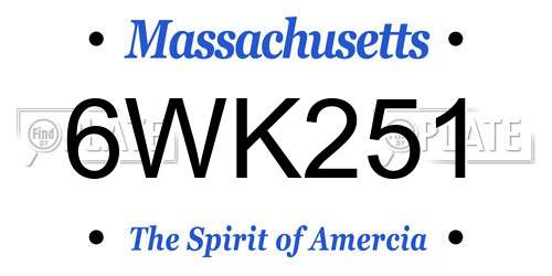 6WK251 Massachusetts License Plate