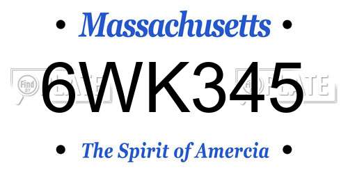 6WK345 Massachusetts License Plate