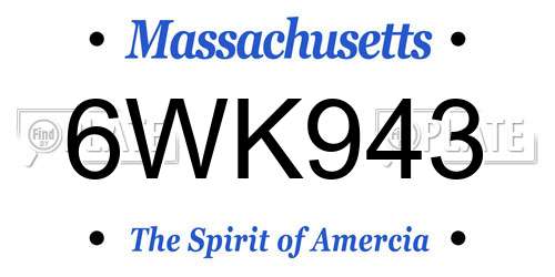 6WK943 Massachusetts License Plate
