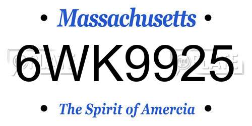 6WK9925 Massachusetts License Plate