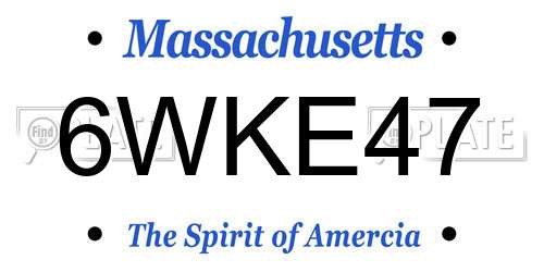 6WKE47 Massachusetts License Plate