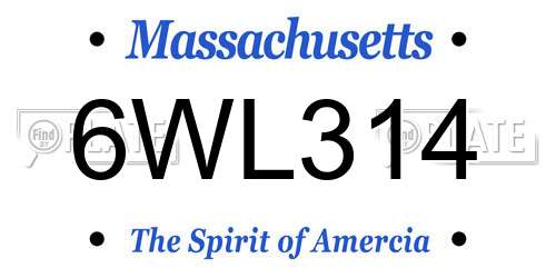 6WL314 Massachusetts License Plate