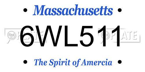 6WL511 Massachusetts License Plate