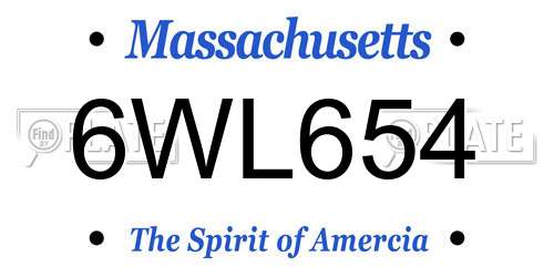 6WL654 Massachusetts License Plate