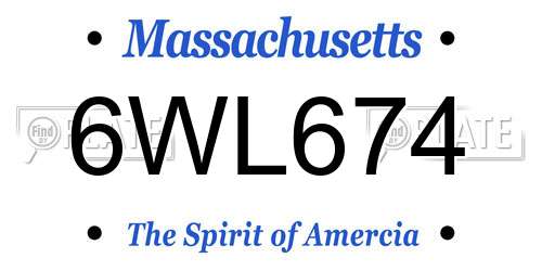6WL674 Massachusetts License Plate