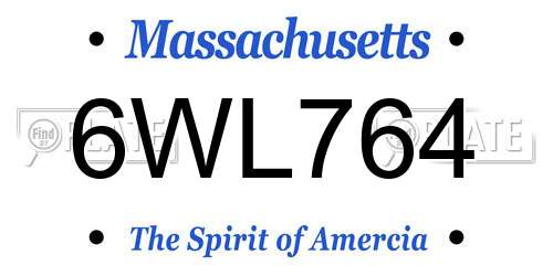 6WL764 Massachusetts License Plate