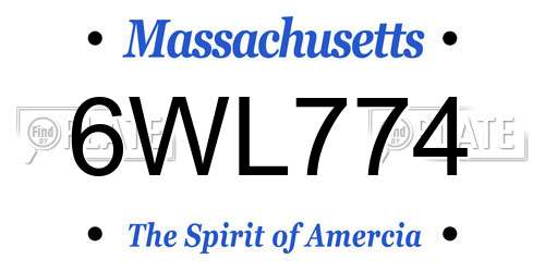 6WL774 Massachusetts License Plate