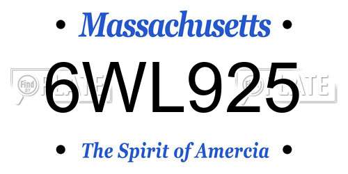 6WL925 Massachusetts License Plate