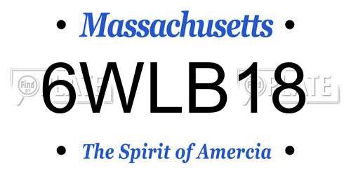 6WLB18 Massachusetts License Plate