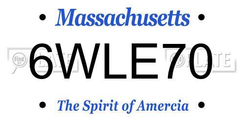 6WLE70 Massachusetts License Plate