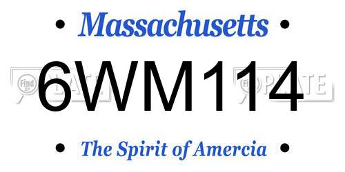 6WM114 Massachusetts License Plate
