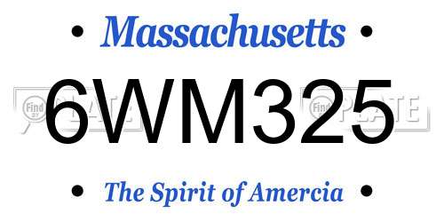 6WM325 Massachusetts License Plate