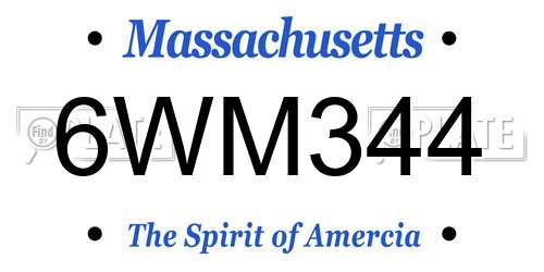 6WM344 Massachusetts License Plate