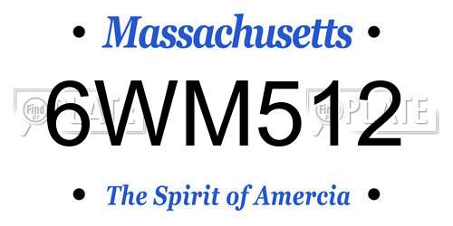 6WM512 Massachusetts License Plate