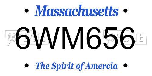 6WM656 Massachusetts License Plate