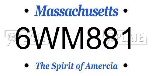 6WM881 Massachusetts License Plate