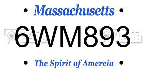 6WM893 Massachusetts License Plate