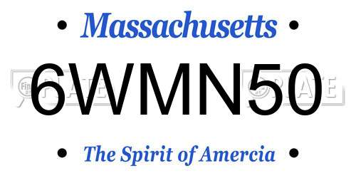 6WMN50 Massachusetts License Plate