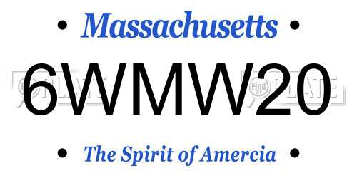 6WMW20 Massachusetts License Plate