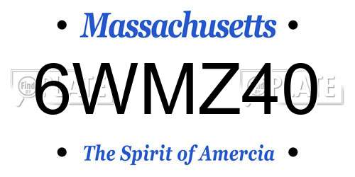 6WMZ40 Massachusetts License Plate
