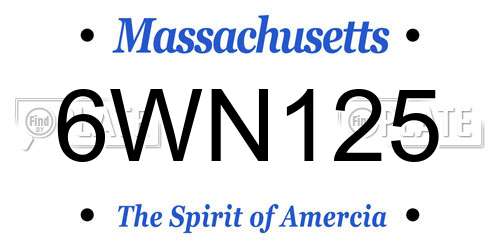6WN125 Massachusetts License Plate