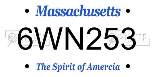 6WN253 Massachusetts License Plate