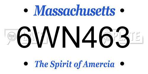 6WN463 Massachusetts License Plate