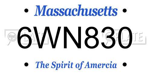 6WN830 Massachusetts License Plate