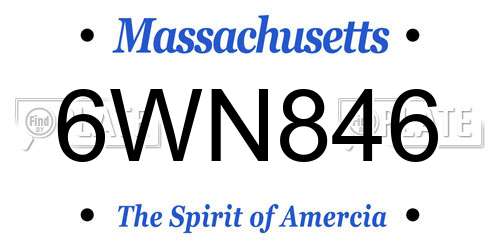 6WN846 Massachusetts License Plate