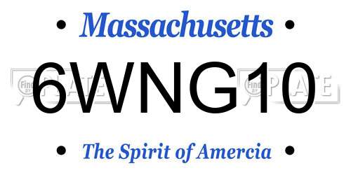 6WNG10 Massachusetts License Plate