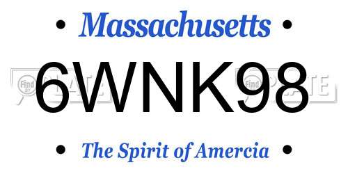 6WNK98 Massachusetts License Plate
