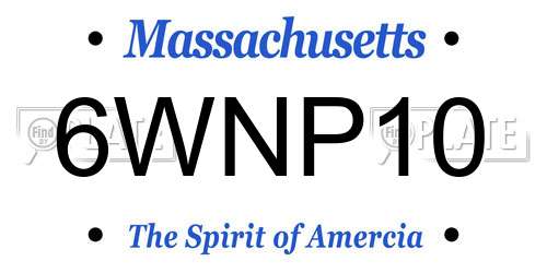 6WNP10 Massachusetts License Plate