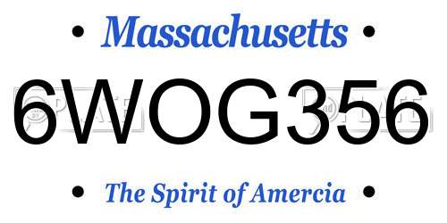 6WOG356 Massachusetts License Plate