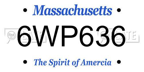6WP636 Massachusetts License Plate