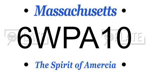 6WPA10 Massachusetts License Plate